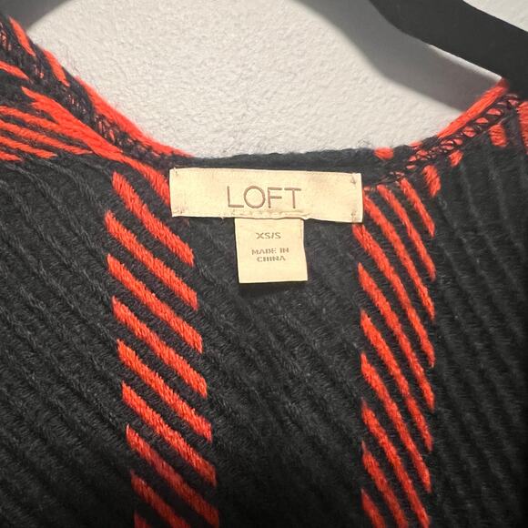 Loft Navy and Red Oversized Poncho Cardigan Fringe xs/s - Picture 2 of 5